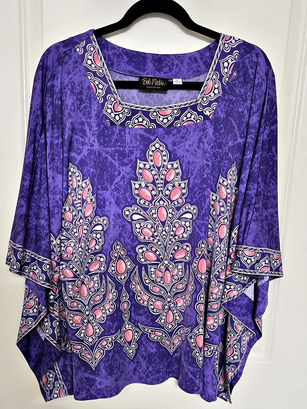 Bob Mackie Paisley Tunic Purple & Pink Size XL Like New